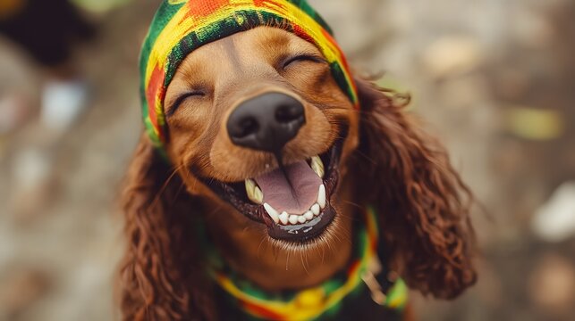 Cheerful Rasta Dog Smiling Playfully at