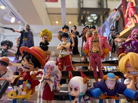 February 2025 - SM San Jose del Monte, Bulacan, Philippines: One Piece Japanese Anime Action Figures: Luffy, Sanji, Chopper, Nami