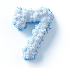 Number 7 made of fluffy snow with soft powdery details and gentle blue shading isolated on a clean white background
