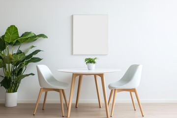 mockup poster frame in modern interior background, dinning room, Scandinavian style