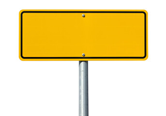 blank yellow road sign isolated on transparent background