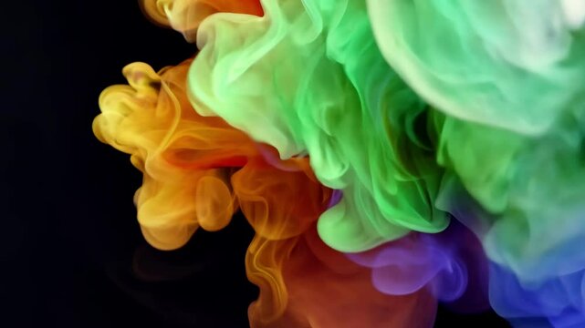 Swirling colors in shades of purple, orange, and blue dance against a dark surface, creating a mesmerizing and fluid artistic expression that captivates the viewer's attention.
