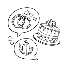  Valentine's day doodle set wedding ring