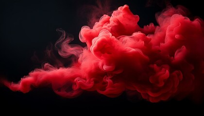 Abstract red smoke on black  background. Red color clouds.