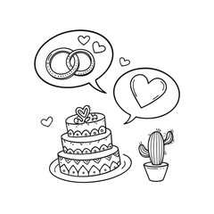  Valentine's day doodle set wedding ring