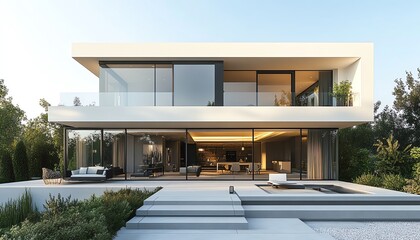 Fototapeta premium Modern home with integrated digital technologies, interactive displays, smart appliances, hightech living space with minimalist design, ultrarealistic, highdefinition resolution