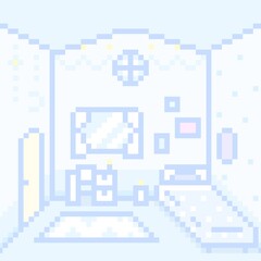 ピクセルアートなかわいいピンクのベッドルーム★