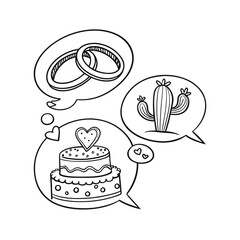  Valentine's day doodle set wedding ring