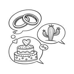  Valentine's day doodle set wedding ring