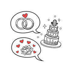  Valentine's day doodle set wedding ring