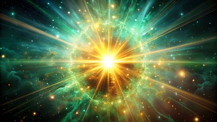 Fototapeta premium Emerald Cosmic Explosion – Radiant Energy Burst in Deep Space