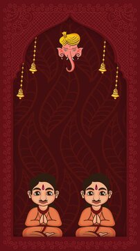 Beautiful Wedding Invitation Video with Bride and Groom,Decorated and Animated with Ornaments in Frame