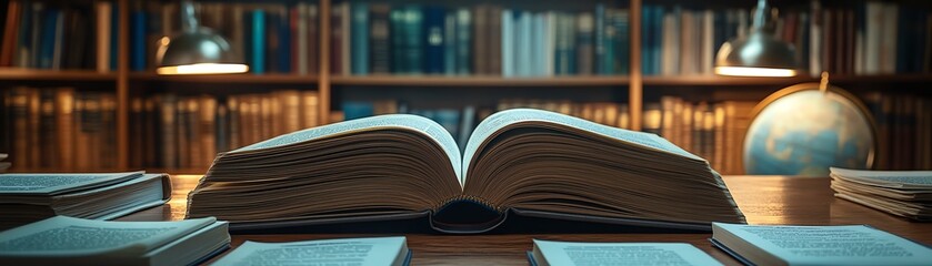 Naklejka premium Stack of open books with visible text