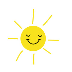 hand drawn funny cute sun
