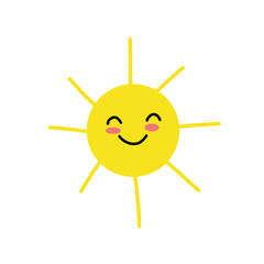 hand drawn funny cute sun
