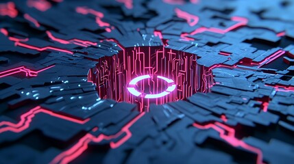 Abstract Futuristic Circuit Design With Glowing Lines