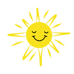 hand drawn funny cute sun
