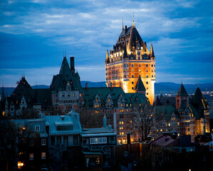 Fototapeta premium Château Frontenac from Cape Diamond at Golden Hour, Quebec City, Quebec, Canada
