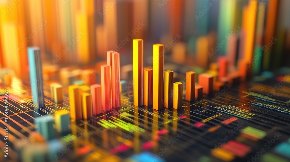 Poster vibrant bar graphs with abstract background for data visualization