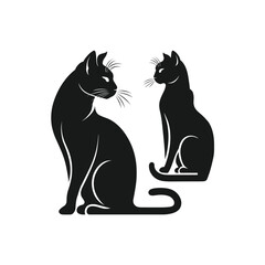 Cat Set  silhouette with white background