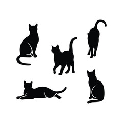 Cat Set  silhouette with white background