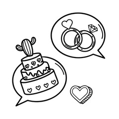 Valentine's day doodle set wedding rings