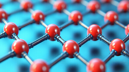 Abstract red polygon or plexus network with red nodes. Science, connections, wire, futuristic, system and digital, shapes, geometry. 3D illustration.  Abstract molecular nanostructure.