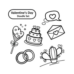 Valentine's day doodle set wedding rings