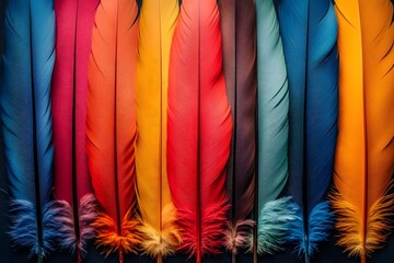 Obraz premium Vibrant Multi-Colored Feather Collection for Creative Design and Decor
