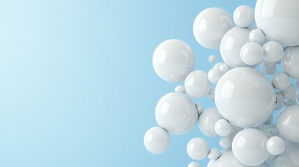 Abstract Composition Of White Spheres On Light Blue Background