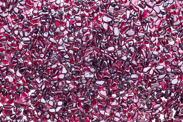 gravel chips Polished red wine garnet stacks top view