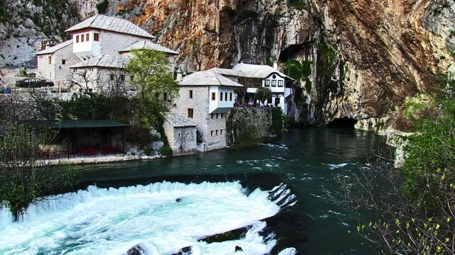 Scenic view of Blagaj Tekke Monastery in Blagaj, Bosnia and Herzegovina