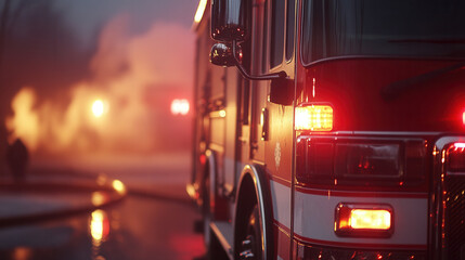 Fire emergency response urban setting photography nighttime environment close-up view public safety concept
