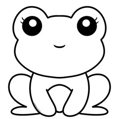 Hand-Drawn Cute Sitting Frog Line Art Clipart