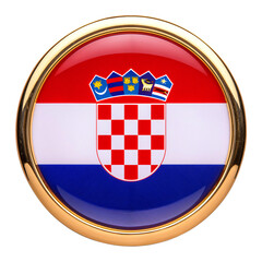 Naklejka premium クロアチアの国旗のブローチ。白背景。(Croatia flag brooch on white background.) 