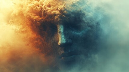 Abstract Face in Smoky Clouds