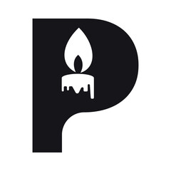 Initial candle Logo combine with letter P vector template