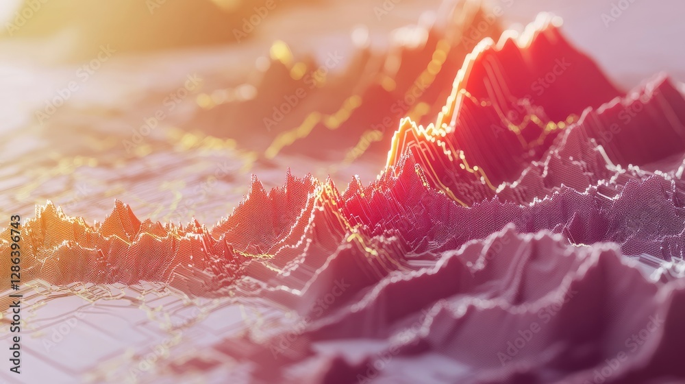 Poster colorful 3d graph visualization of data trends and patterns