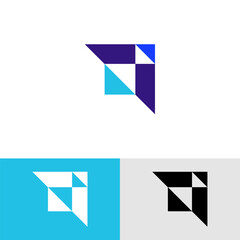 Unique, triangle-based logo resembling an upward arrow. Suggests growth, progress, or ambition. Minimalist vector, ideal for modern businesses or startups.