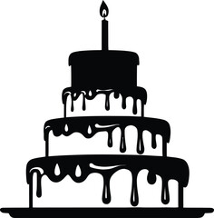 A black and white cake silhouette design - birthday cake silhouette design