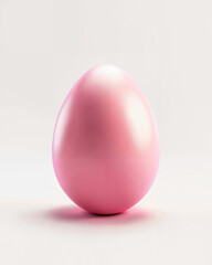 Smooth pink egg on a light background, emphasizing its vibrant color and unique shape