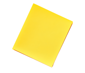 Yellow note paper isolated on transparent background