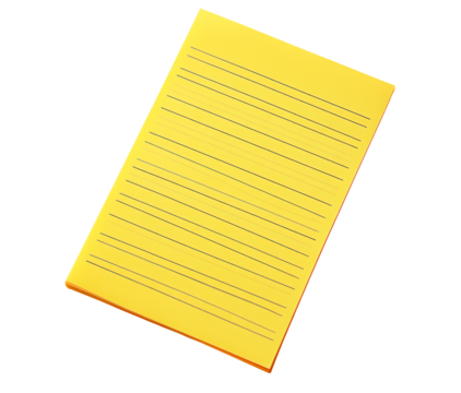Yellow note paper isolated on transparent background