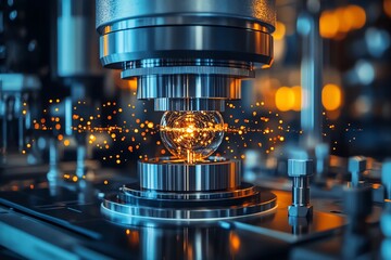 Testing Machine Compressing Glowing Sphere Industrial Technology