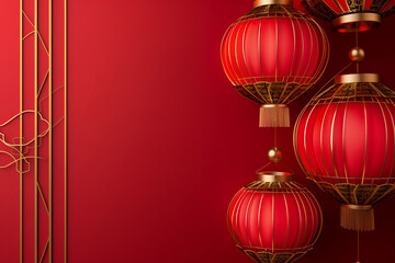 Beautiful holiday composition for happy celebrate chinese festival of lanterns, abstract vivid composition consists of fictional unreal fantastic vision on background