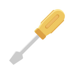 Illustration of a screwdriver with a yellow handle and a metal tip. A simple and modern design, perfect for tool icons, repair, mechanics, maintenance, or DIY projects in graphic design.