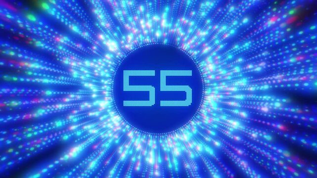 One minute countdown in real-time, enhanced by graphic motion effects. 