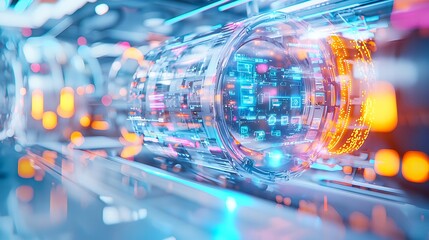 Futuristic Technology Core with Digital Data Flow, Artificial Intelligence Concept