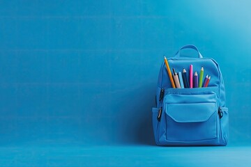 Ultra Quality Picture of Blue Backpack with School Supplies