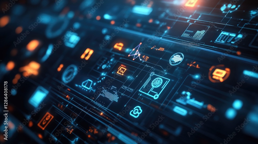 Poster abstract technology background with data visualization elements